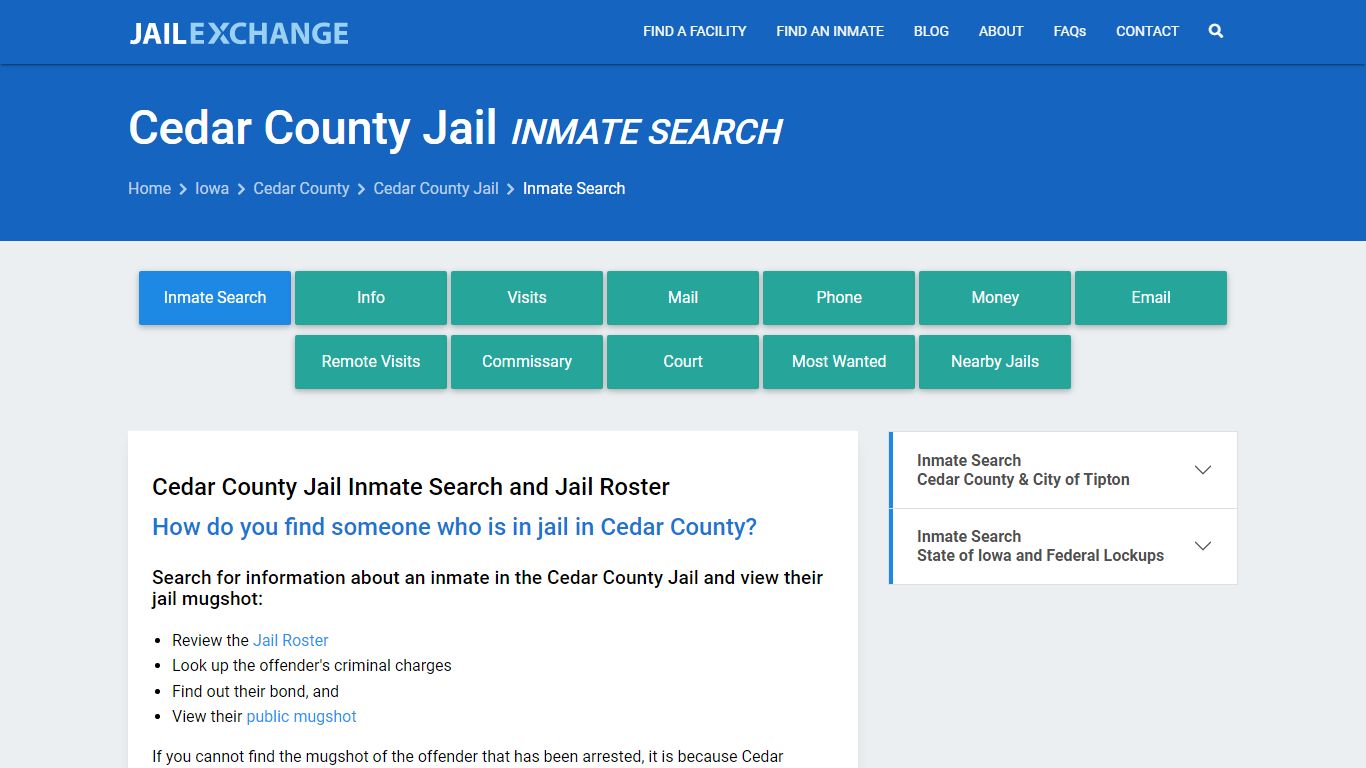 Inmate Search: Roster & Mugshots - Cedar County Jail, IA