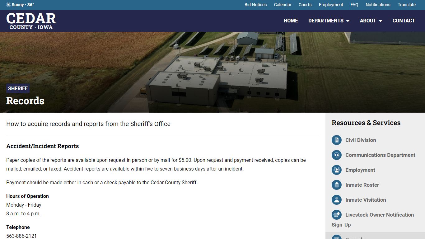 Records - Sheriff - Cedar County, Iowa